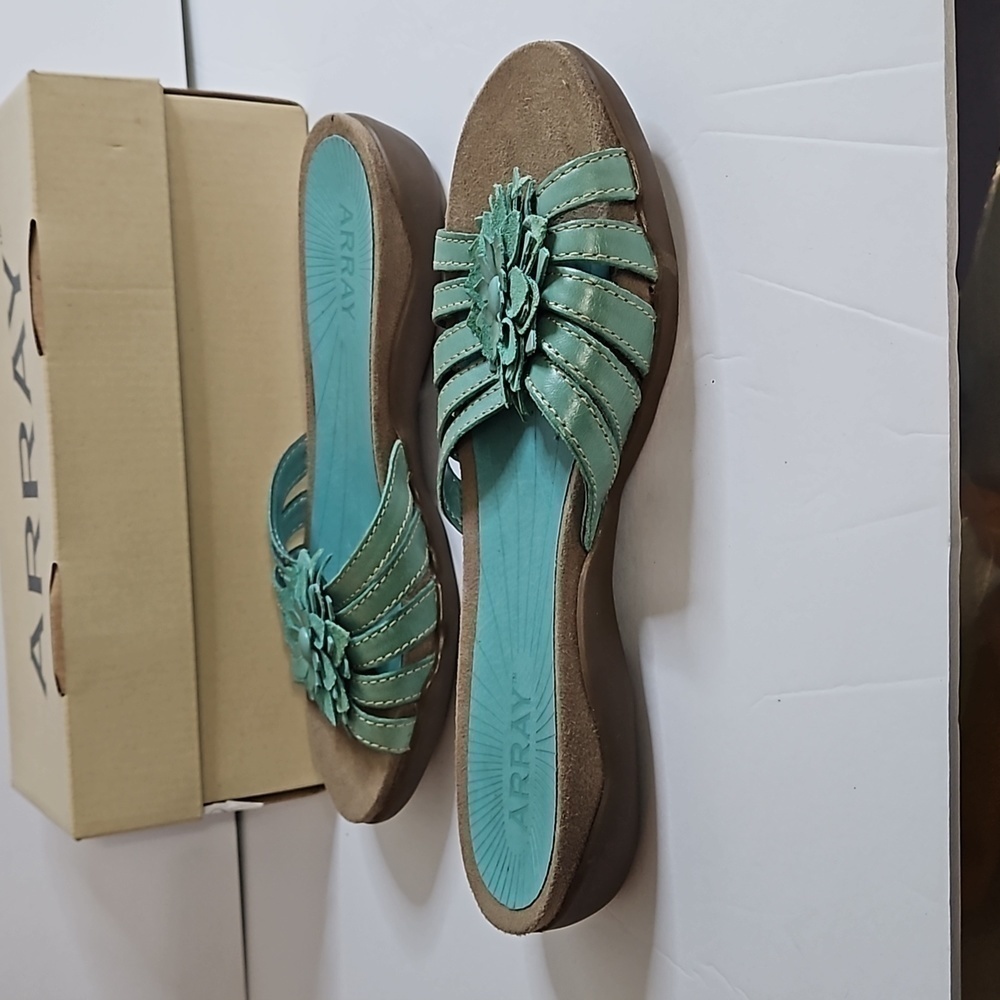 Array Maui Slide With Flower Sz 7.5m Turquoise Nib - image 4